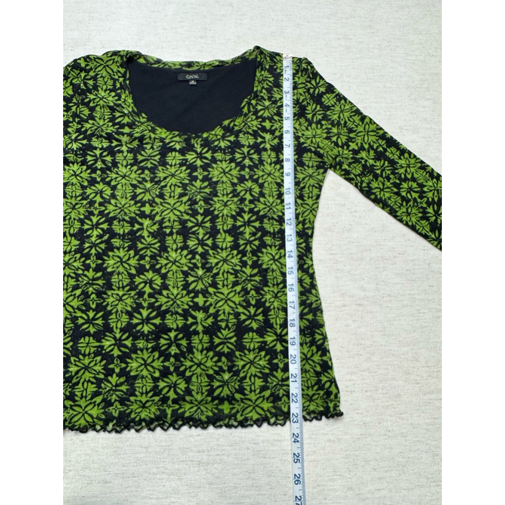 GNW Women’s Long Sleeve Y2K Grunge Top Medium Green Black Indie Forest Fairy - Picture 3 of 5
